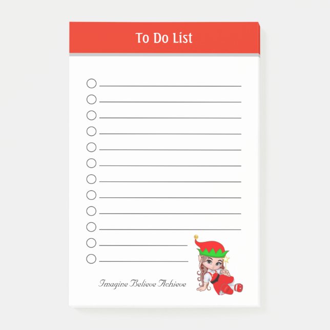 Cute Christmas Fairy Elf To Do List Notes (Front)
