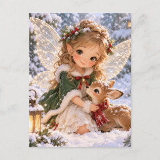 Cute christmas fairy holiday postcard