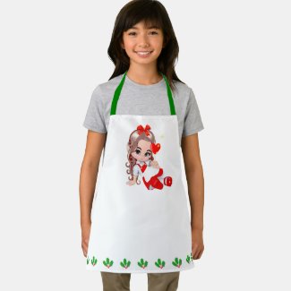 Cute Christmas Fairy & Holly Berry Leaf Border Apr