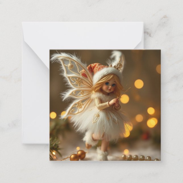 Cute Christmas Fairy Note Card (Front)