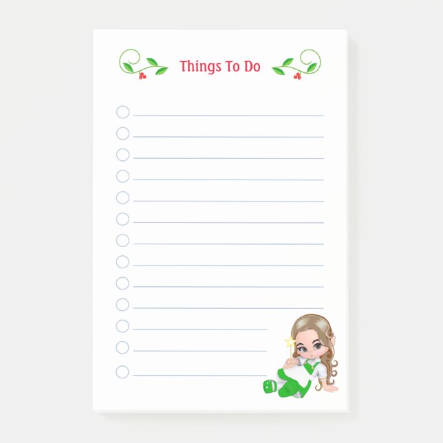 Cute Christmas Fairy Things To Do Notes (Front)