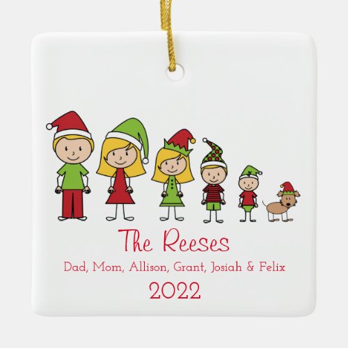 Cute Christmas Family Personalized Ceramic Ornament