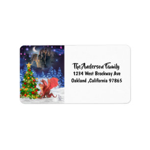 Cute Christmas Fantasy Dragon Label