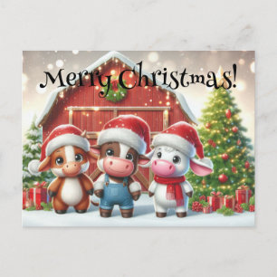 Cute Christmas Farm Animals  Postcard