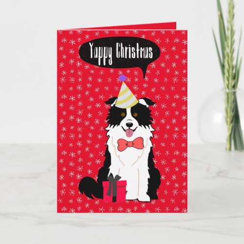 Cute Christmas Festive Border Collie Dog Custom Card