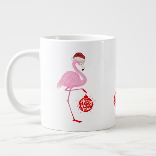 Cute Christmas flamingo Giant Coffee Mug