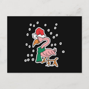 cute christmas flamingo holiday postcard