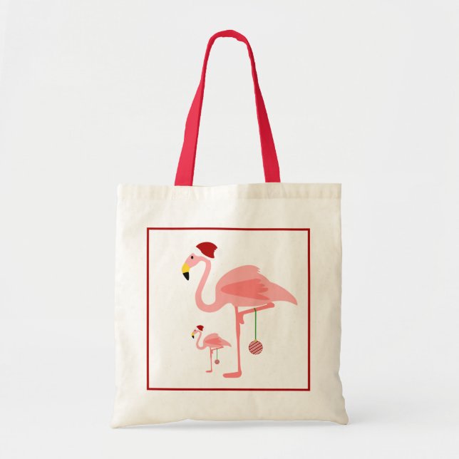 Cute Christmas flamingo illustration Tote Bag (Front)