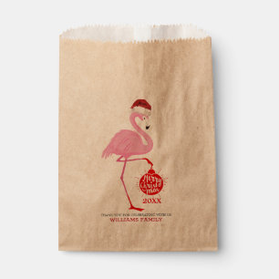 Cute Christmas flamingos and typography Favor Bag