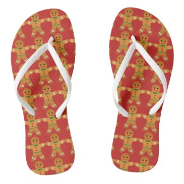Cute Christmas Flipflops w Gingerbread Men Pattern