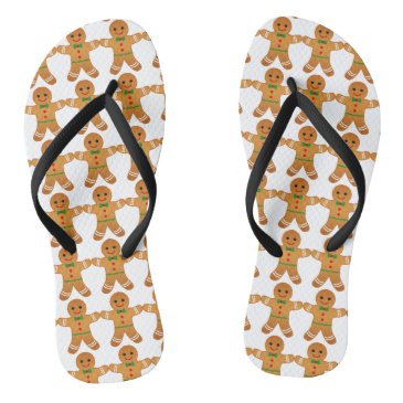 Cute Christmas Flipflops w Gingerbread Men Pattern
