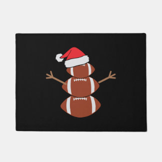 Cute Christmas Football Snowman Santa Hat Funny Doormat
