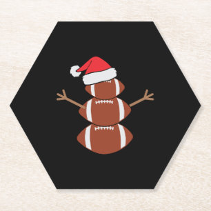 Cute Christmas Football Snowman Santa Hat Funny Paper Coaster