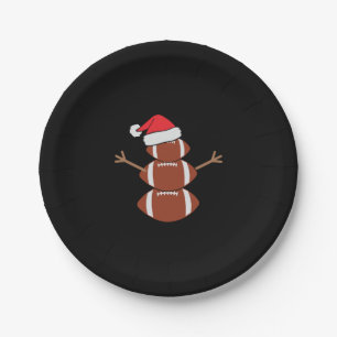 Cute Christmas Football Snowman Santa Hat Funny Paper Plates