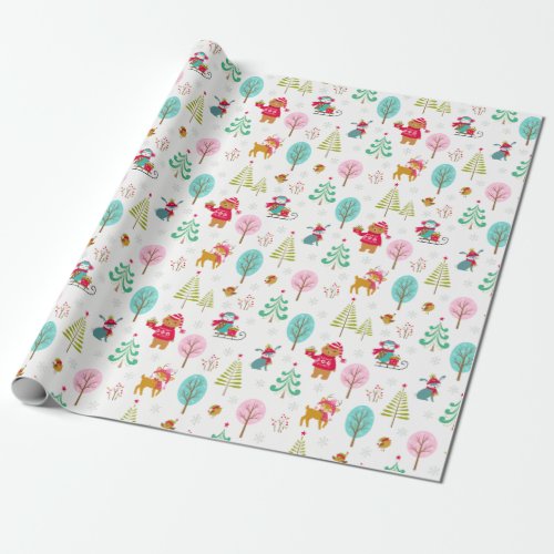 Cute Christmas Forest Animals Wrapping Paper