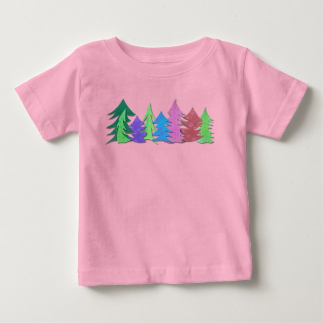 Cute Christmas Forest Colorful Baby T-Shirt (Front)