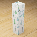 Cute Christmas Forest Trees Blue Green Personalize Wine Box<br><div class="desc">Modern Christmas holiday season personalized wine gift box featuring blue-green abstract Christmas and forest trees and winter snow pattern, the greeting HAPPY HOLIDAYS and your name. ASSISTANCE: For help with design modification, personalization or color change, contact the designer BEFORE ORDERING via the Zazzle Chat MESSAGE tab below or email makeitaboutyoustore@gmail.com....</div>