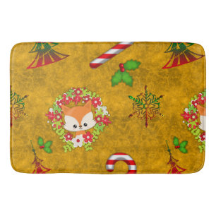 Cute Christmas Fox Bath Mat