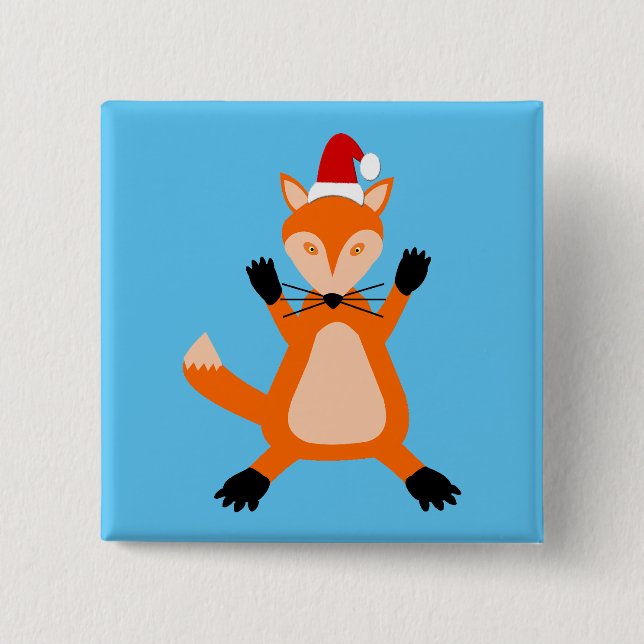 Cute Christmas Fox Button (Front)