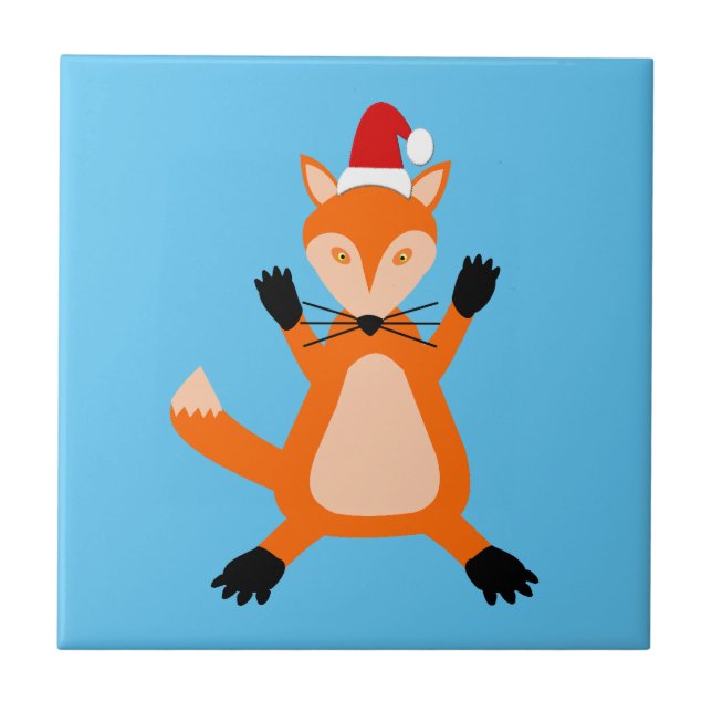 Cute Christmas Fox Ceramic Tile (Front)