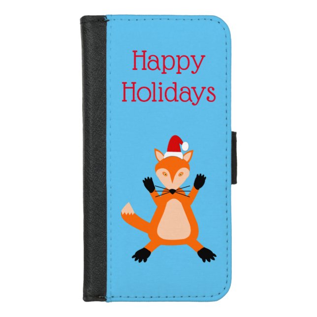 Cute Christmas Fox Custom iPhone Wallet Case (Front)