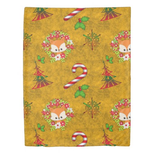 Cute Christmas Fox Duvet Cover