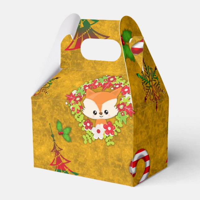 Cute Christmas Fox Favor Boxes (Back Side)