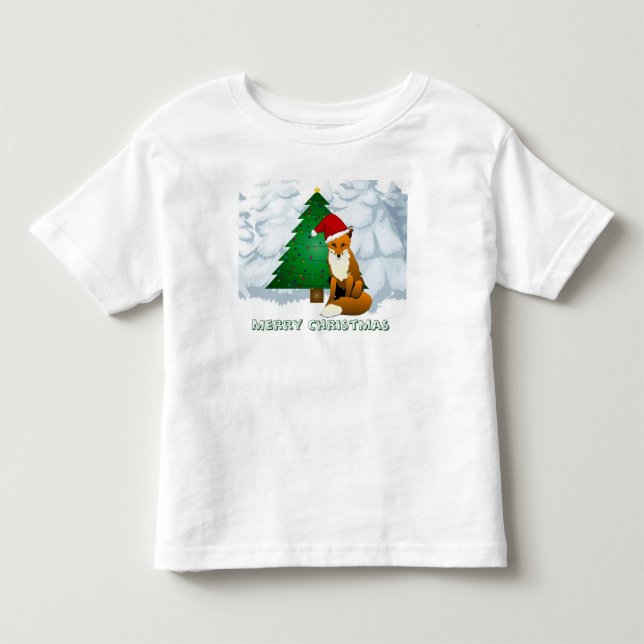 Cute Christmas Fox Fleece Sweatshirt Toddler T-shirt (Front)
