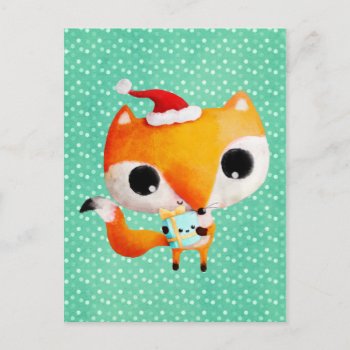 Cute Christmas Fox Holiday Postcard by partymonster at Zazzle