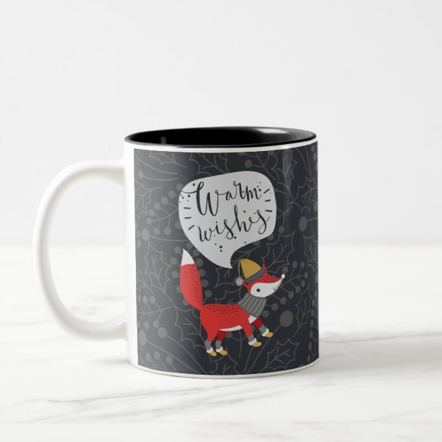 Cute Christmas Fox Illustrated Fox Art Cute Fox P Two-Tone Coffee Mug (Left)