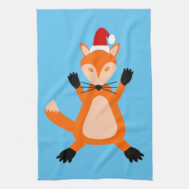 Cute Christmas Fox Kitchen Towel (Vertical)