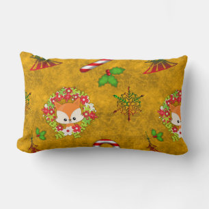 Cute Christmas Fox Lumbar Pillow