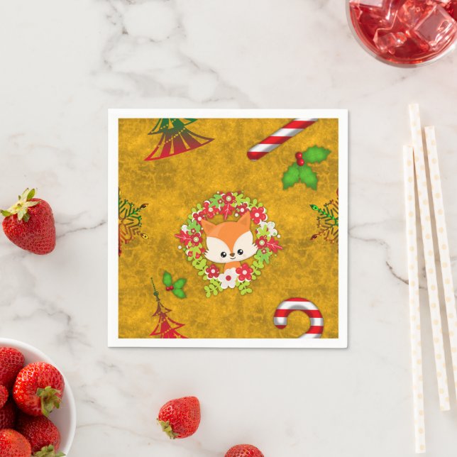 Cute Christmas Fox Napkins (Insitu)