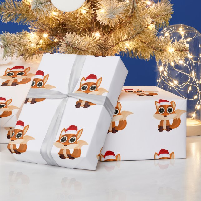 Cute Christmas Fox Pattern Classic Clean Holiday Wrapping Paper (Holidays)
