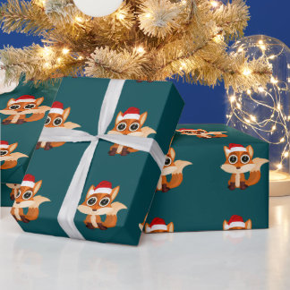 Cute Christmas Fox Pattern Modern Festive Holiday  Wrapping Paper