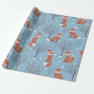 Cute Christmas Fox Pattern Wrapping Paper