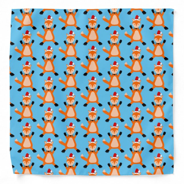 Cute Christmas Fox Patterned Bandana (Front)