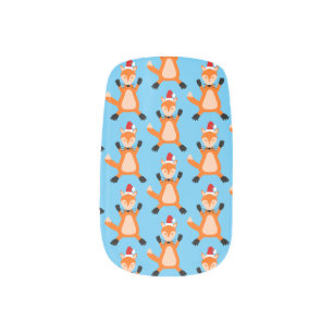 Cute Christmas Fox Patterned Minx Nail Art