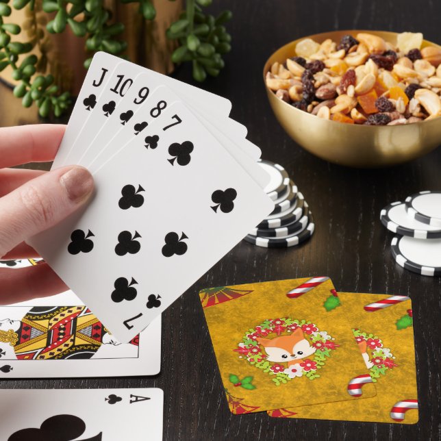 Cute Christmas Fox Poker Cards (In Situ)
