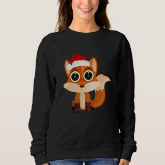 Cute Christmas Fox Santa Hat Cozy Festive Winter Sweatshirt