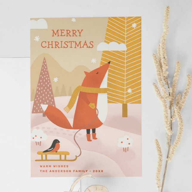 Cute Christmas Fox | Scandinavian Winter Forest Holiday Card (Creator Uploaded)
