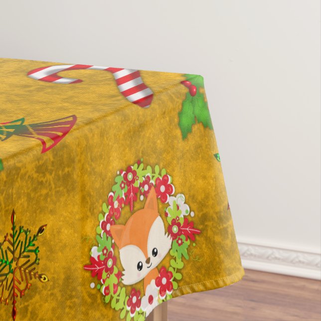 Cute Christmas Fox Tablecloth (In Situ)