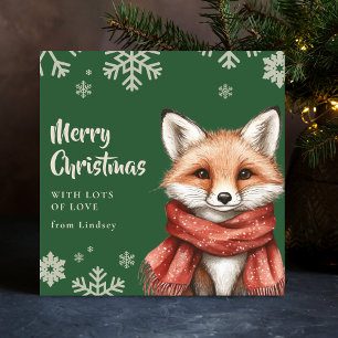 Cute Christmas Fox with Scarf Holiday Card
