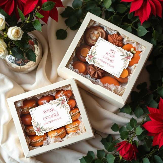 Cute Christmas Frame For Cookies Exchange Party Sticker (Charming Cute Christmas Frame For Cookies Exchange Party Stickers. )