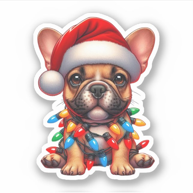 Cute Christmas French Bulldog  Sticker (Front)