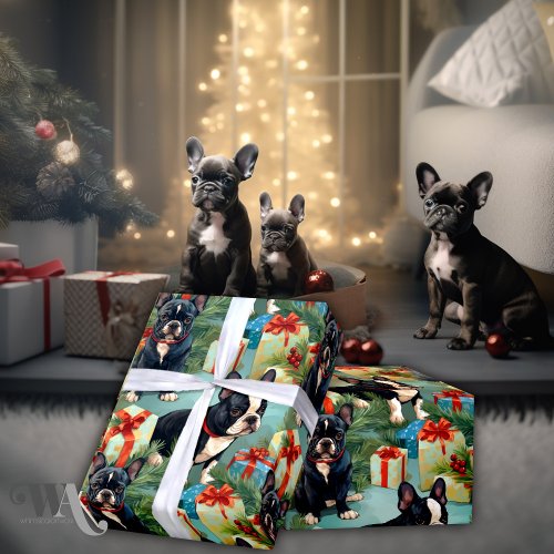 Cute Christmas French Bulldog  Wrapping Paper