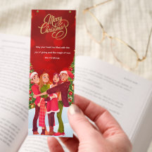 Cute Christmas Friends Bookmark Cozy Holiday Gift