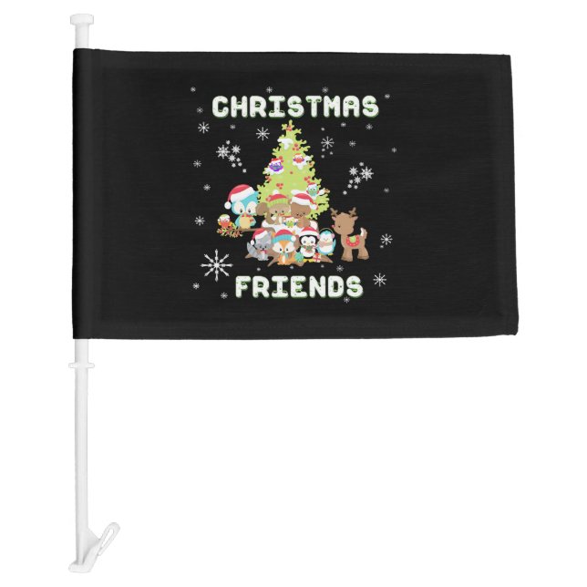 Cute Christmas Friends Car Flag (Front)