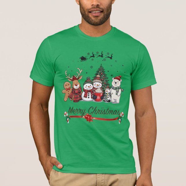 Cute Christmas Friends Shirt, Merry Christmas Squa T-Shirt (Front)