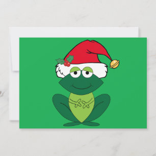 Cute Christmas Frog in Santa Claus Hat Holiday Card